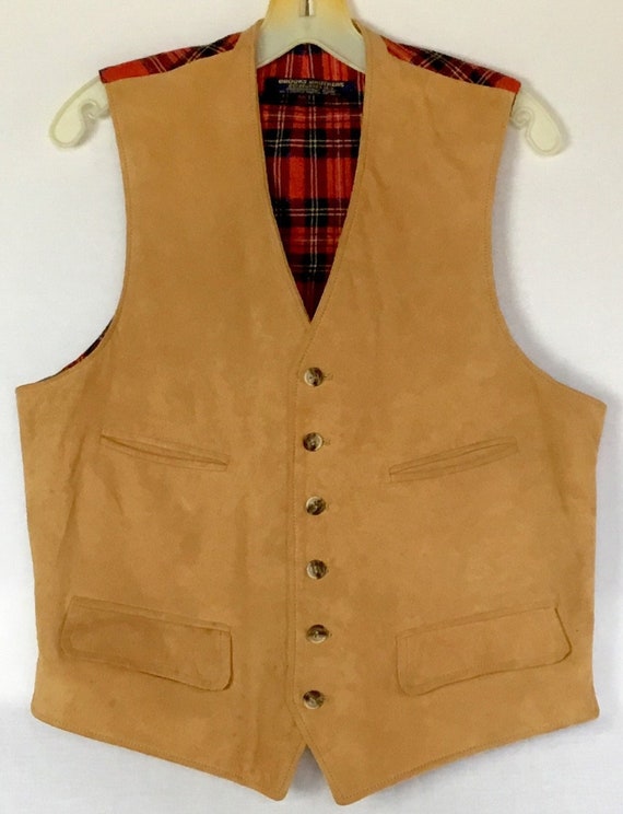 Vintage 2000s Suede/Plaid Brooks Brothers Vest