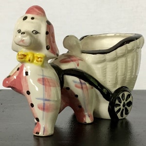 Vintage 1950s Poodle with Basket Planter