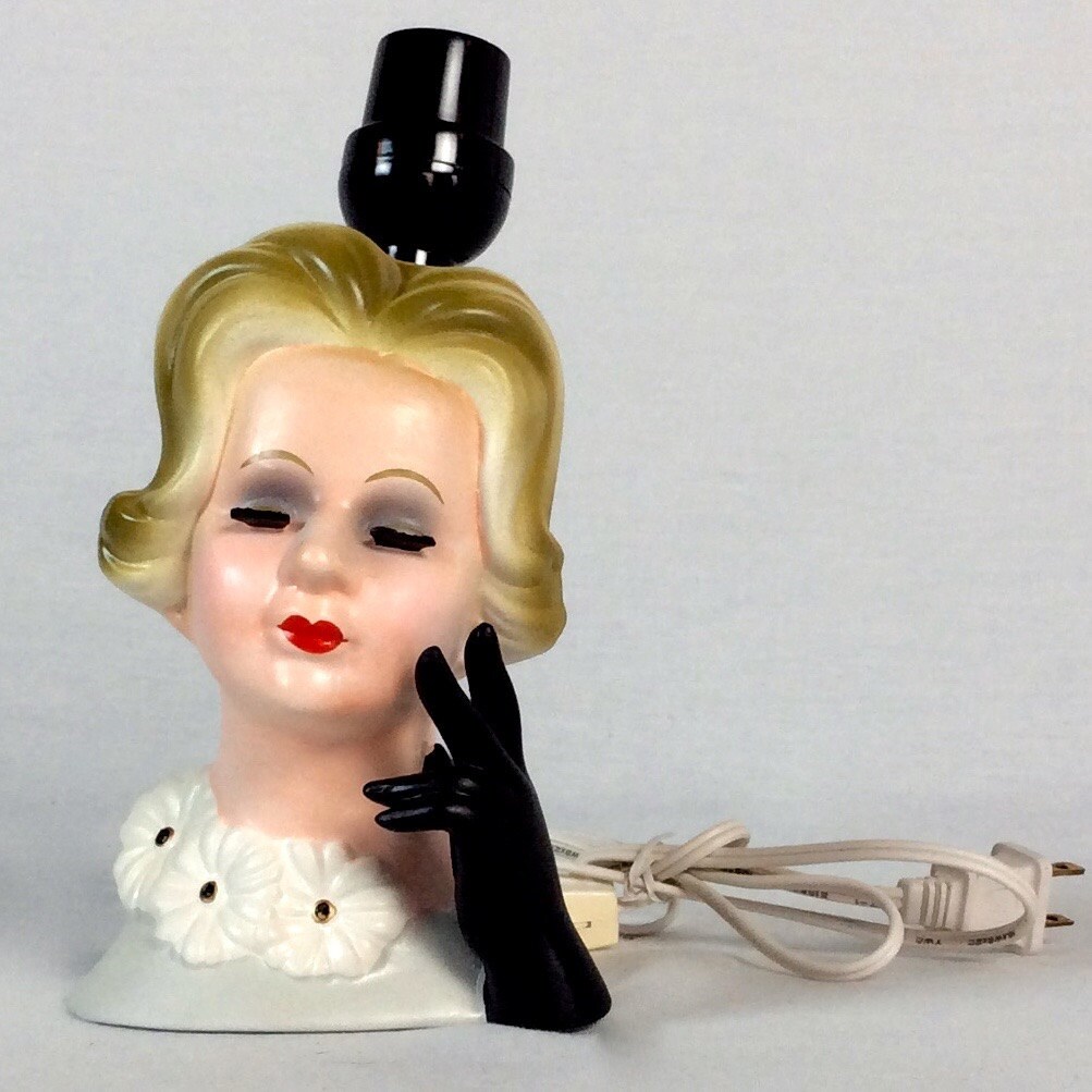 Vintage 1970s Lady Head Lamp Etsy