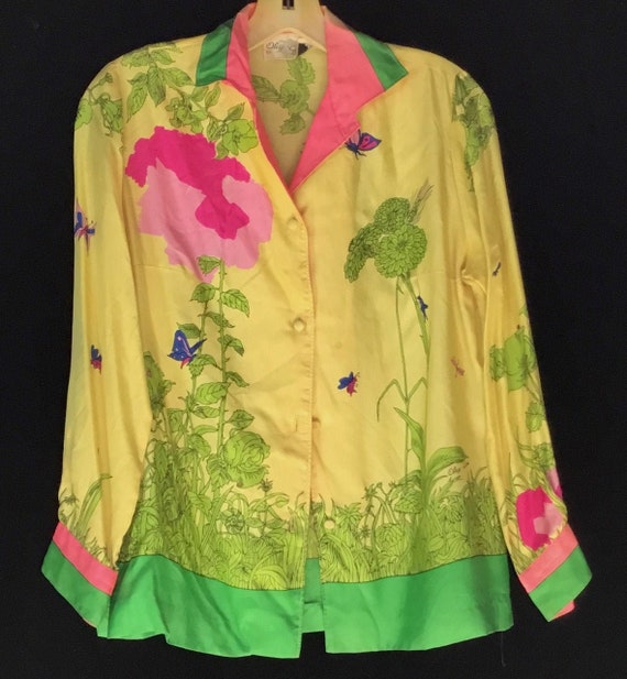 Vintage 1960s Oleg Cassini Silk Blouse