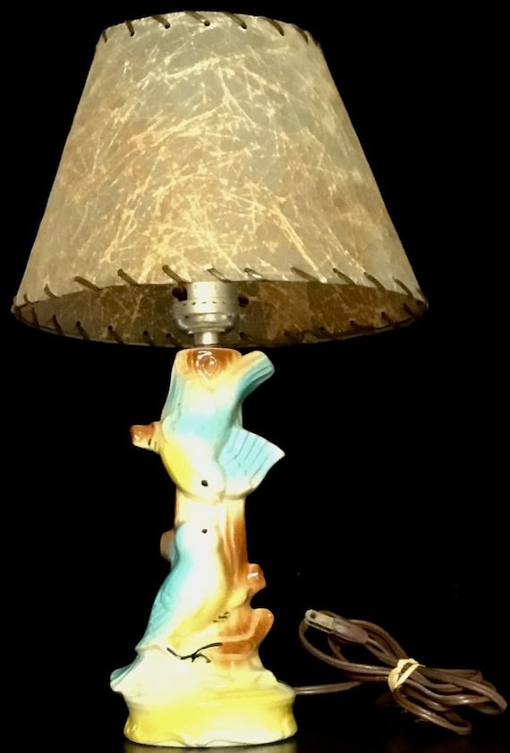 Vintage 1950s Bird Table Lamp With Original Fiberglass Etsy Denmark