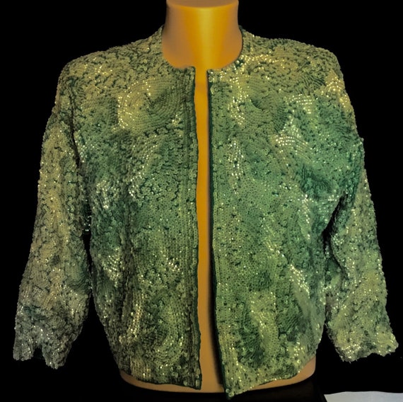 Vintage 1950s Beaded-Sequin Sweater