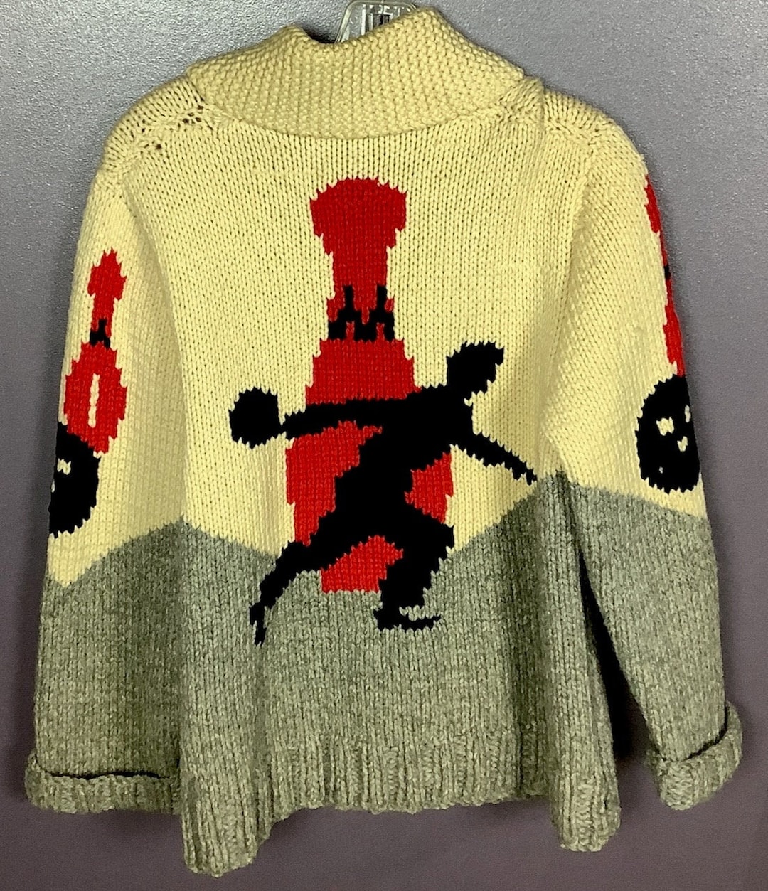 70’S VINTAGE BOWRING COWICHAN SWEATER Vintage 1950s Cowichan Sweater With Bowling Pins and Ball - Etsy
