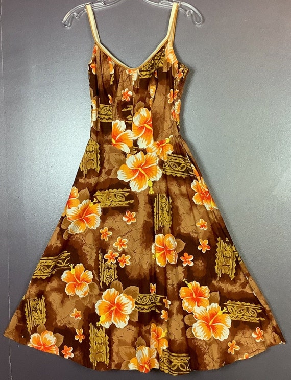 Vintage 1960s Hawaiian Style Floral Print Sundress