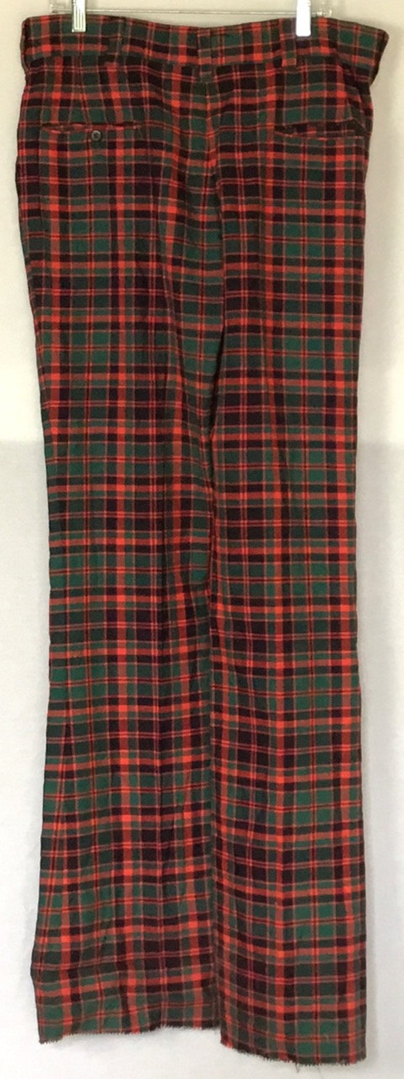 Vintage 1970s Red and Green Plaid Pants | Etsy