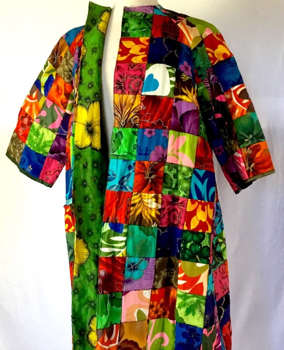 Vintage 1960s Hawaiian Patchwork Duster Coat - image 3