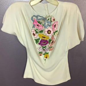 Vintage 1940s Sequin Flowered Blouse