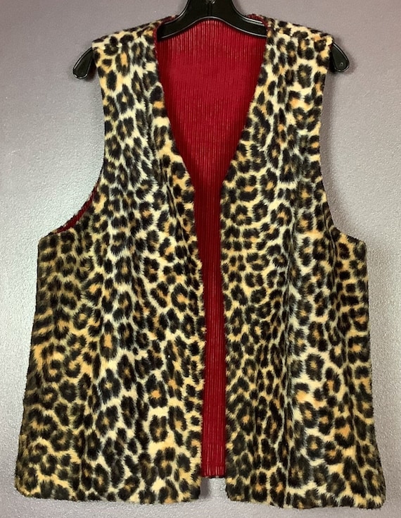 Vintage 1960s Corduroy / Leopard Reversible Vest