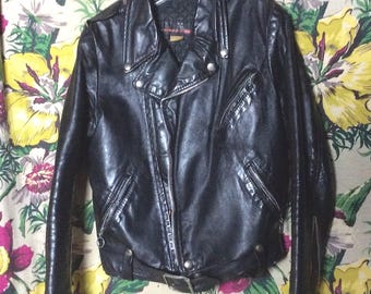 Vintage Brooks Black Leather Motorcycle Jacket - Etsy