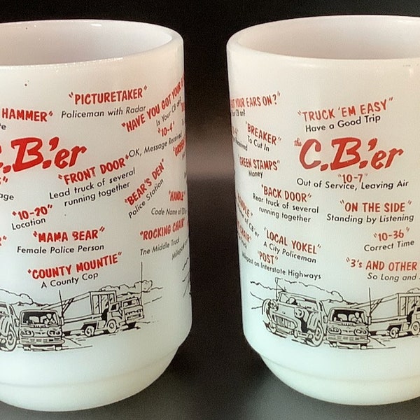 Vintage 1970s Fire King C.B.'er Coffee Cups