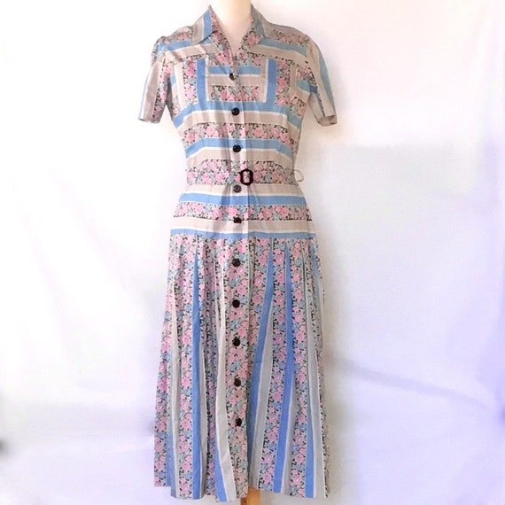 Vintage 1950s Floral Print Dress