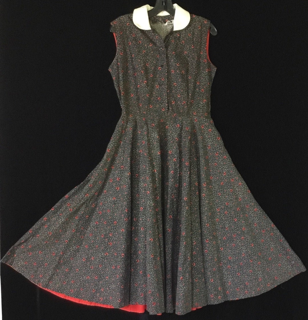 Vintage 1950s Jerell Jr. New York- Cotton Dress With Circle Skirt - Etsy