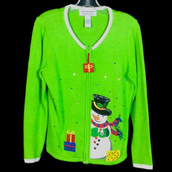Vintage 1990s Lime Green Xmas Sweater - image 1
