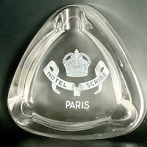 Vintage 1950s Hotel Scribe,Paris Souvenir Glass Ashtray