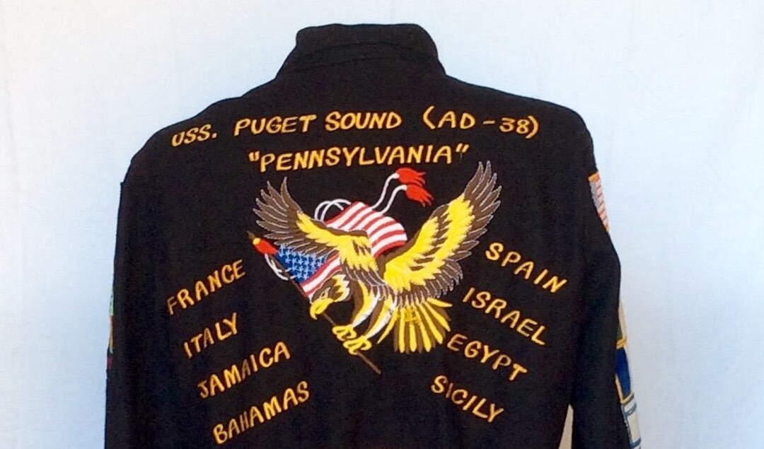 Vintage 1980s Souvenir Navy Cruise Tour Jacket - Made in the Vintage 1980s Souvenir Navy Cruise Tour Jacket - Made in the