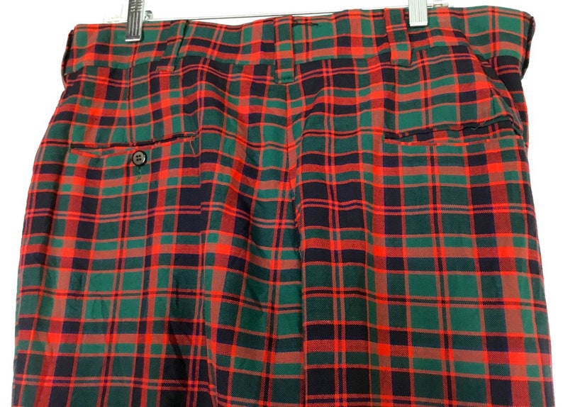 Vintage 1970s Red and Green Plaid Pants | Etsy