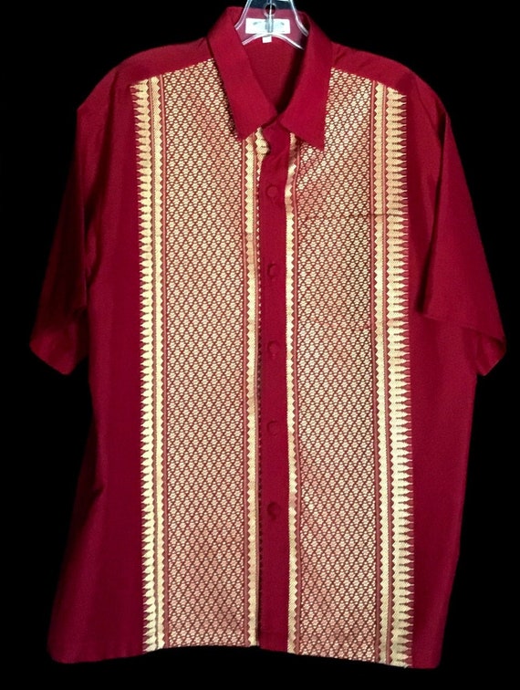 Vintage 1960s Men's Thai Silk Shirt