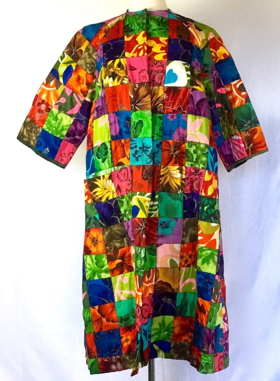 Vintage 1960s Hawaiian Patchwork Duster Coat - image 1