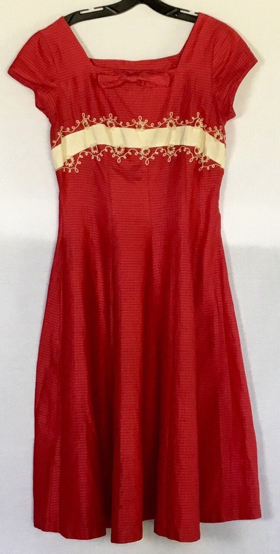Vintage 1950s Toni Todd Original Red Cotton Dress