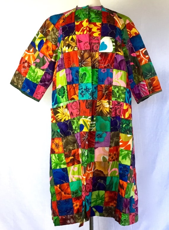 Vintage 1960s Hawaiian Patchwork Duster Coat