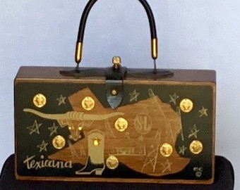 Vintage 1964 Enid Collins Texicana Wooden Handbag