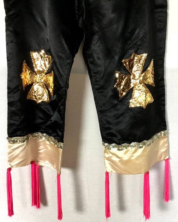 Vintage 1950s Black Satin Costume Pants