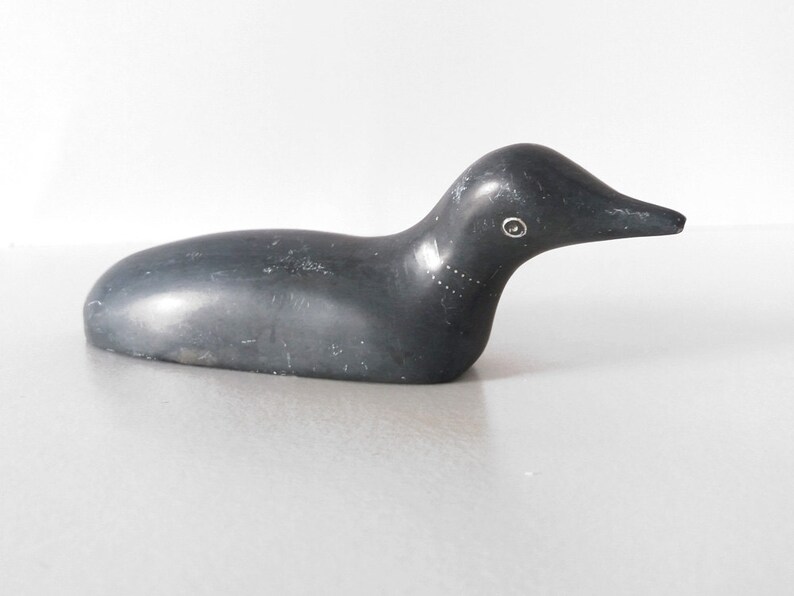 Canada Eskimo Art carved stone duck loon figurine original Etsy