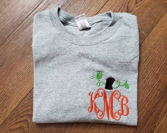Adult Embroidered Pumpkin Shirt