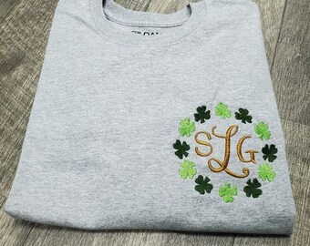 Adult St. Patrick's Day Embroidered Monogram Shirt