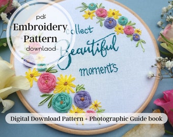 hand embroidery pattern, hand embroidery pdf, spring flowers embroidery, botanical hand embroidery, digital pdf, floral embroidery pattern