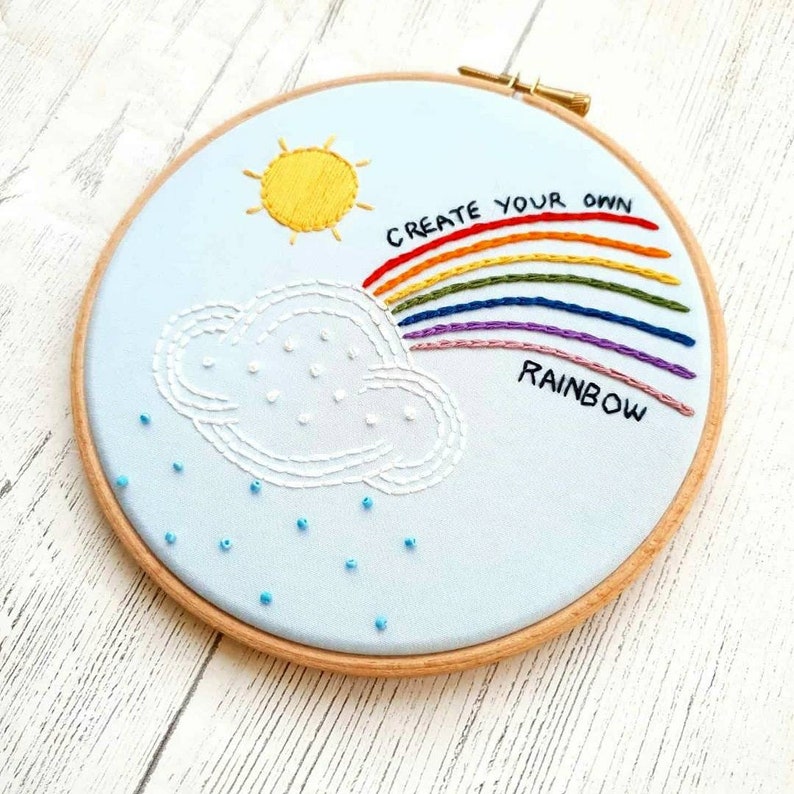 Rainbow Hand Embroidery Kit Stitch Kit Craft Kit Rainbow Etsy UK