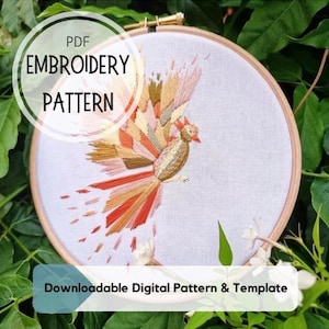 Phoenix PDF Download, hand embroidery pdf, Abstract embroidery, digital pdf, Phoenix hand embroidery pattern, pattern download