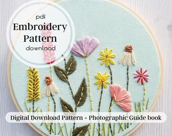 hand embroidery pattern, spring embroidery pattern, embroidery pdf, floral embroidery pattern, digital pdf, floral embroidery pattern