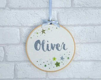 Personalized Baby Name Hoop Art: Embroidered Nursery Decor