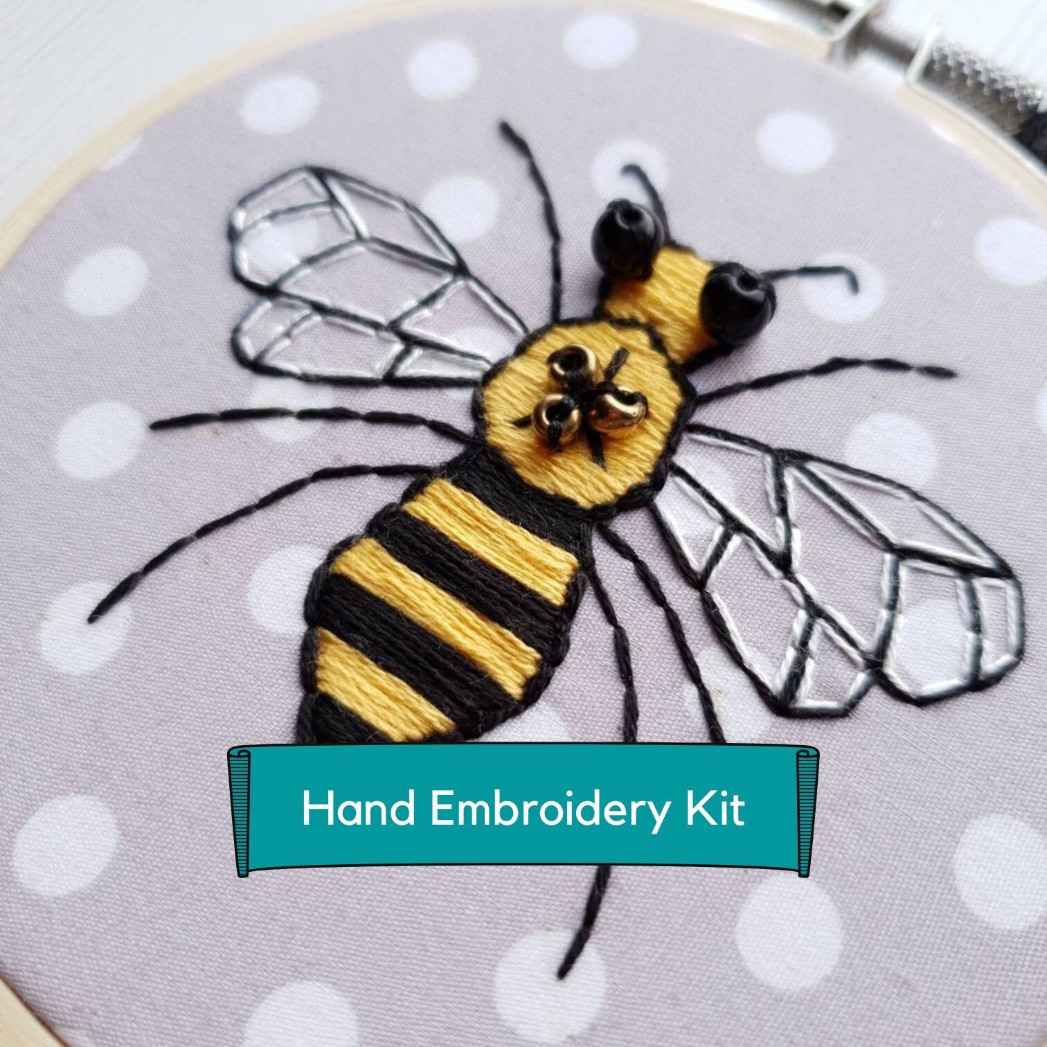 Bee Hand Embroidery Kit Stitch Kit Craft Kit Embroidery Etsy