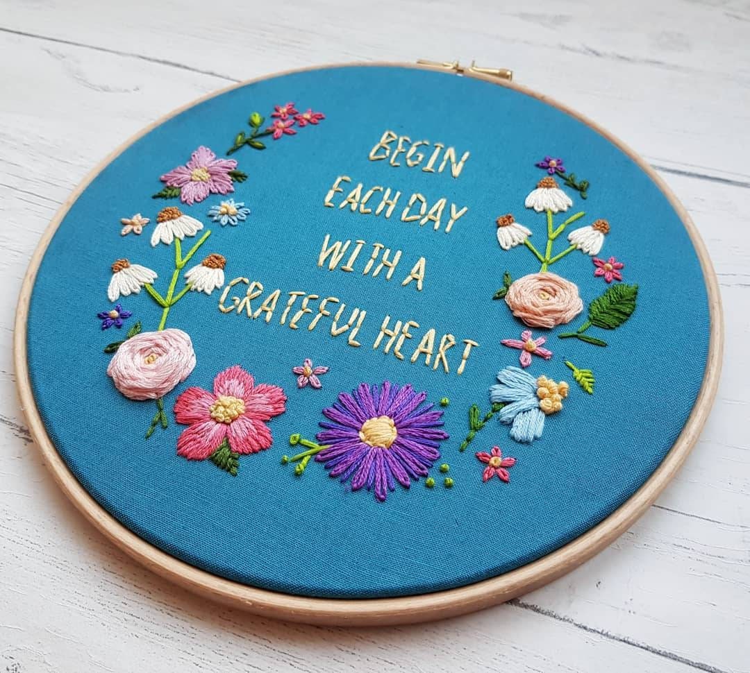 Inspirational Quote Hand Embroidery Floral Wall Art Home Etsy UK
