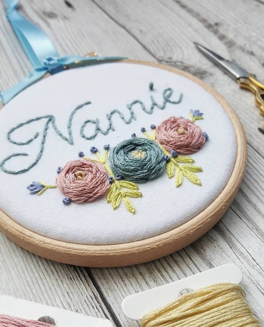 Personalized Floral Embroidery Hoop Art: Custom Name Gift - Etsy