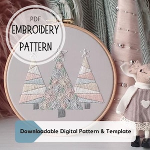 PDF Download, hand embroidery pdf, Christmas embroidery, tree embroidery, digital pdf, chritsmas tree embroidery pattern, winter pattern