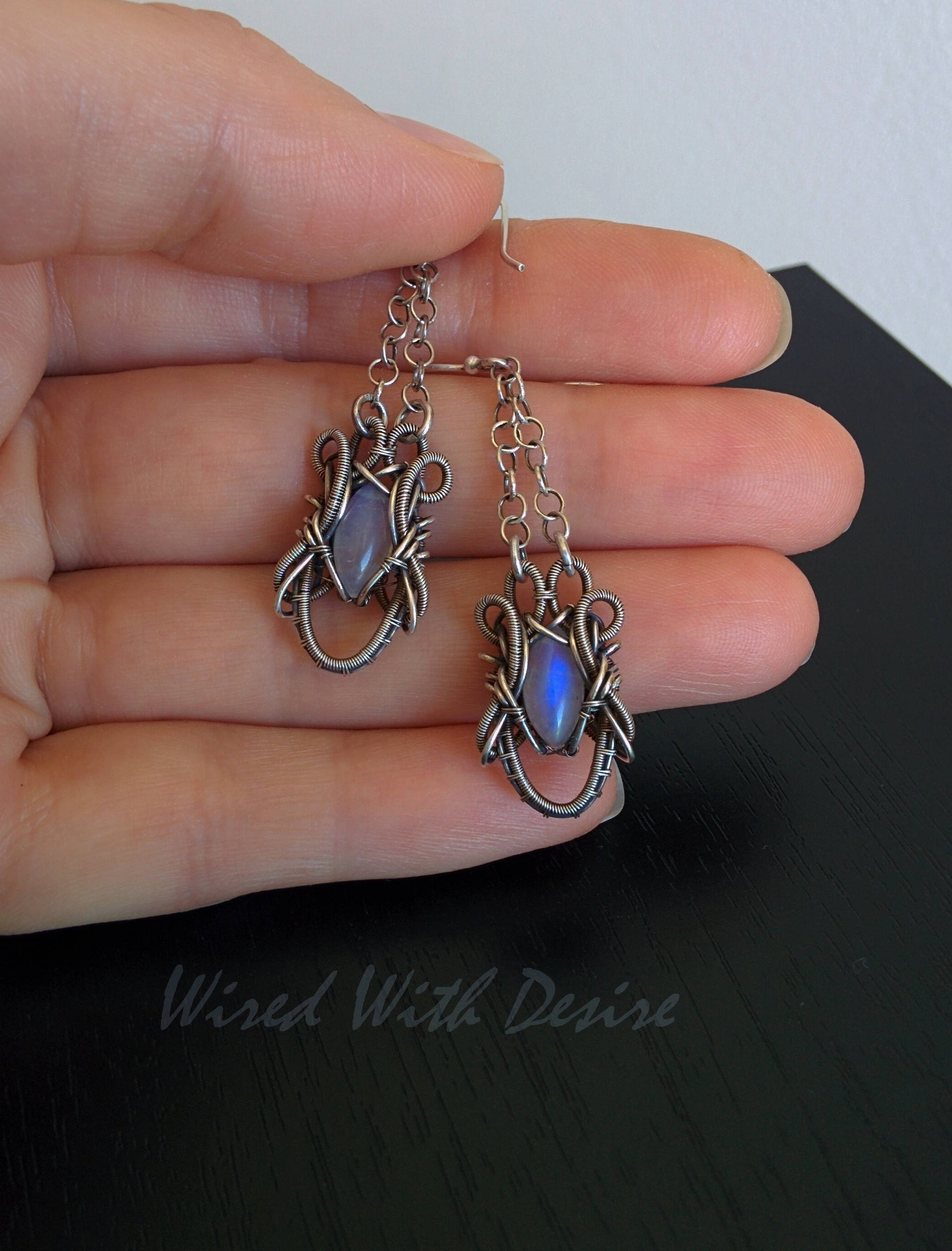 Nickel free 925 Sterling silver wire wrapped earrings with Etsy