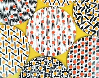 Mid-Century Modern Placemats: Set of 2 Retro Round Tablemats