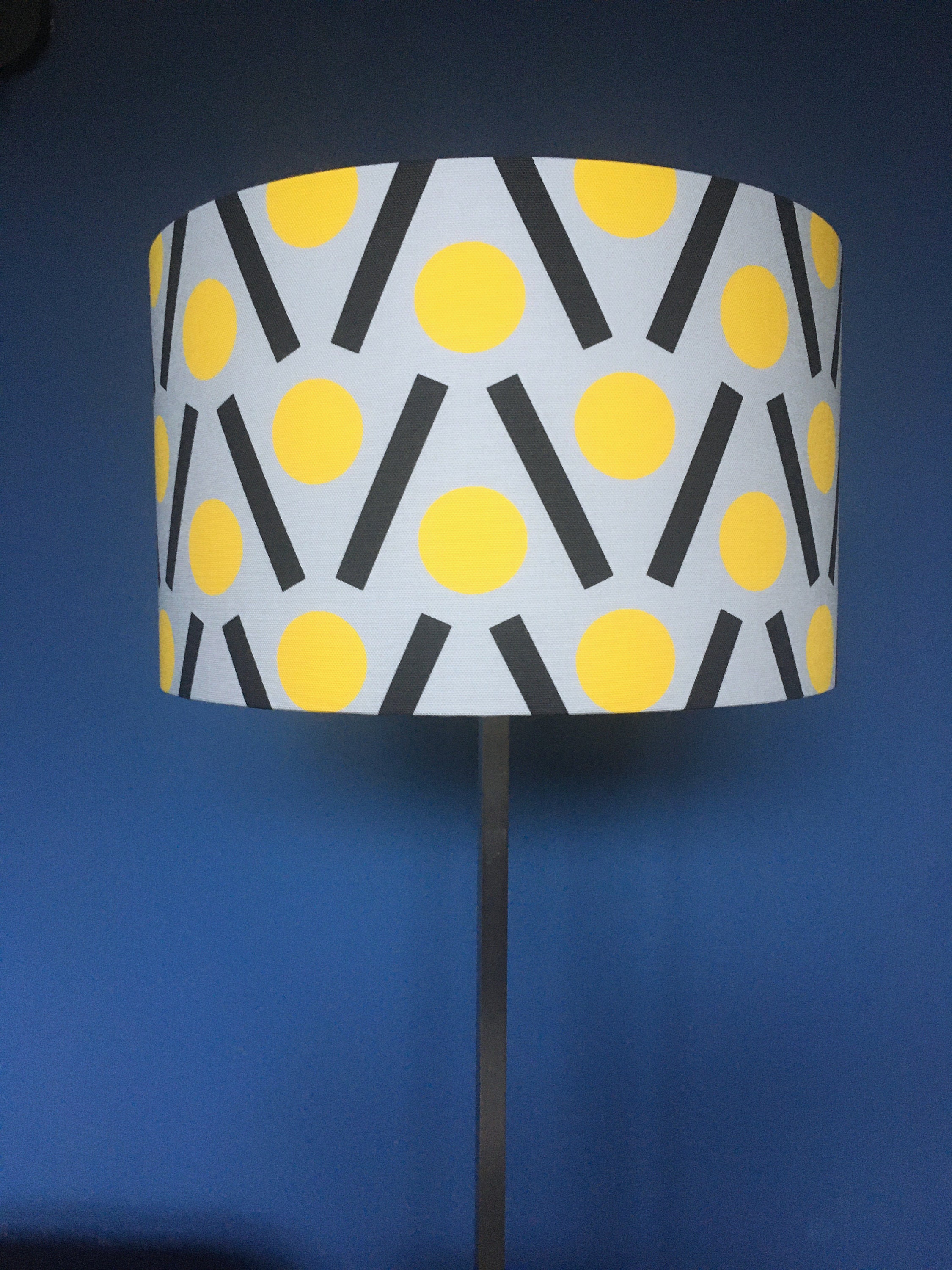Yellow Geometric Lampshade: Mid-Century Modern Ceiling Pendant (35cms)