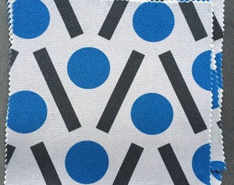 Blue Geometric Velvet Fabric: Mid-Century Modern Upholstery
