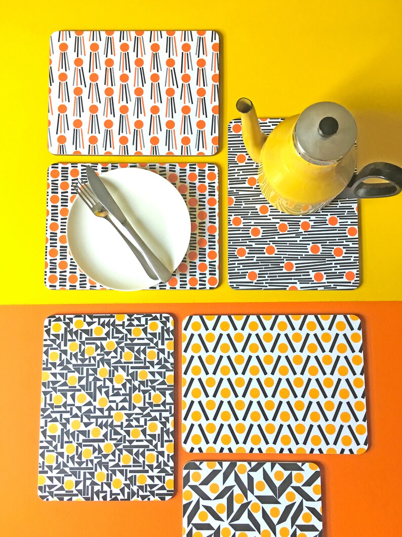 Placemats Set of 12 Orange Tablemats Melamine Placemats Uk Etsy