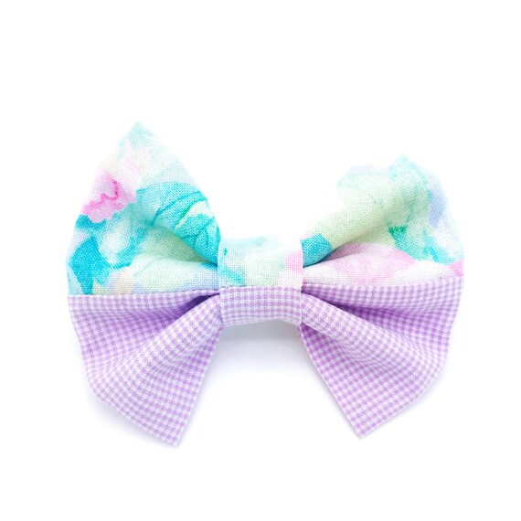 Pastel Purple Hair Bow Pastel Green And Purple Hair Bow Etsy