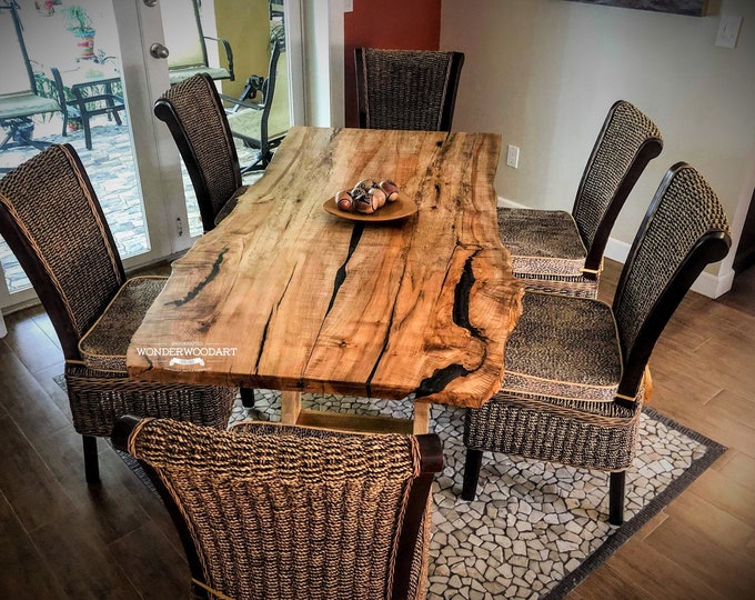 Live Edge Maple dining table with resin