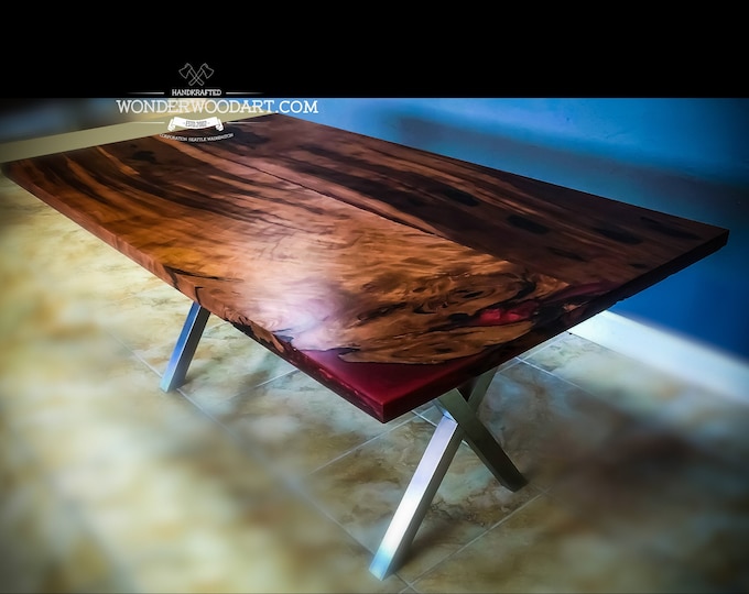 Live Edge dine table, redwood resin table, river table, epoxy table, farmhouse table, slab table, river resin table, table