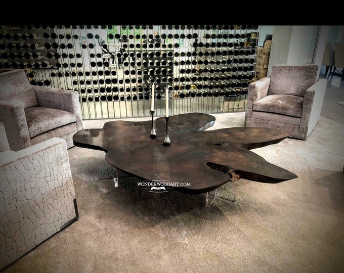 Live Edge Unique Monterey Cypress Leaf coffee table or lobby table 8'