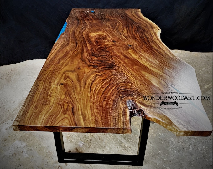 Live Edge Walnut dining table with resin