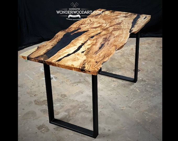 Live Edge Maple dining table with resin