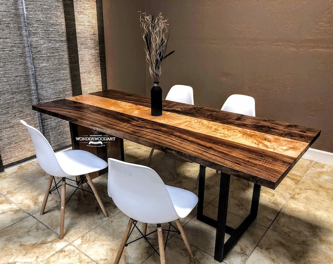 Live Edge Big Leaf Maple and Walnut combo dining table